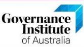 White and blue toothpaste coloured logo of the Governance Institute of Australia. https://www.governanceinstitute.com.au/